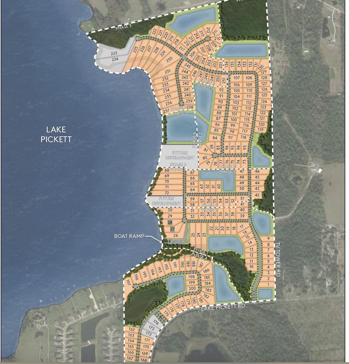 Sunset Preserve community phases and lot map